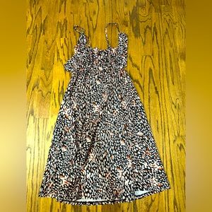 Multi colored print, fit and flare summer dress, size medium